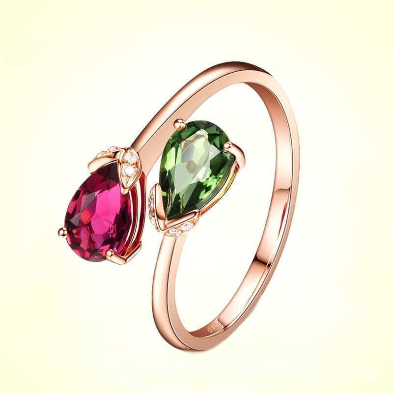 Anel de prata no atacado, estilo japonês e coreano feminino, anel em formato de gota d'água, anel com pedras preciosas e
