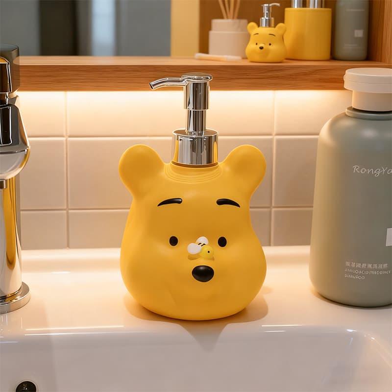 Dispensador De Sabonete Em Formato De Winnie The Pooh Fofo , Frasco De Bomba Recarregável Multifuncional , Loção E Shamp