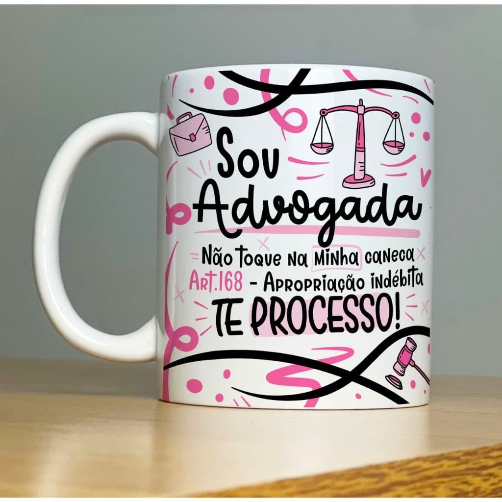 Caneca Personalizada de porcelana – Profissão: Sou Advogado - Sou Advogada - Com Flork -  325ML