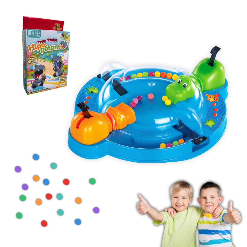 Jogo Hipopótamo Papa Bolinha Come Come Infantil Brinquedo Família +3 Anos