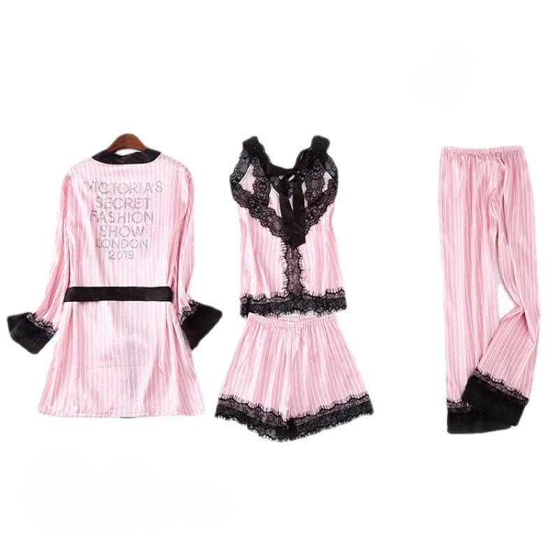Conjunto De Pijama Feminino De 7 Peças Com Camiseta De Seda , Casual Para Uso Doméstico , Seção Fina