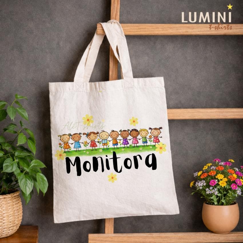 Bolsa ECOBAG sacola MONITORA FLORES educação especial Unissex ecobag Casual educação infantil pedagogia escola