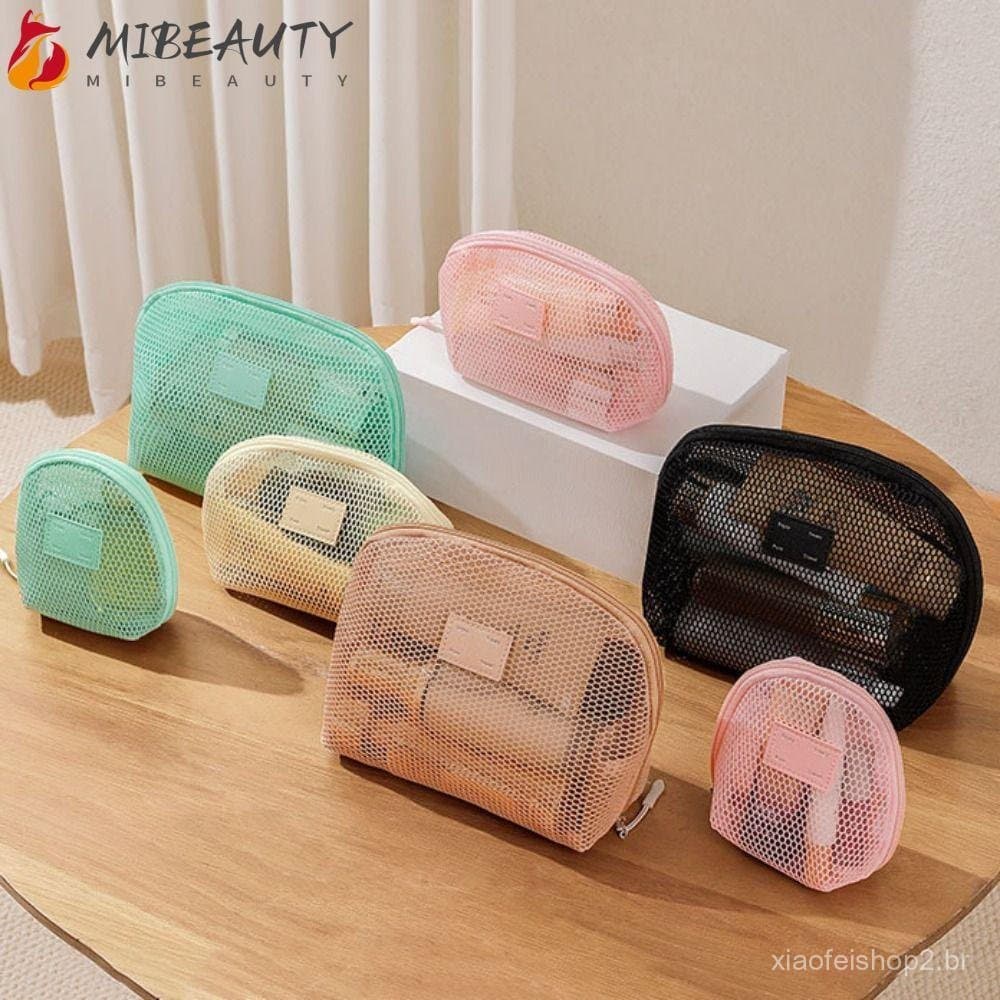 Bolsas De Maquiagem De Malha MIBEAUTY , Com Bolsa Cosmética Portátil Zíper , De Armazenamento De Nylon Multiuso Para Via