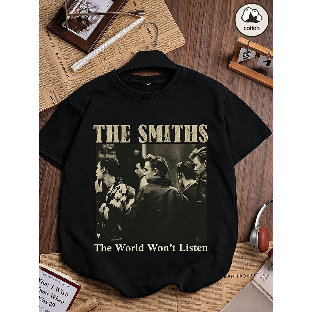 Camiseta Unissex de 100% Algodão The Smiths Banda Rock, Estilo Vintage Oversized, Casual Verão 2026
