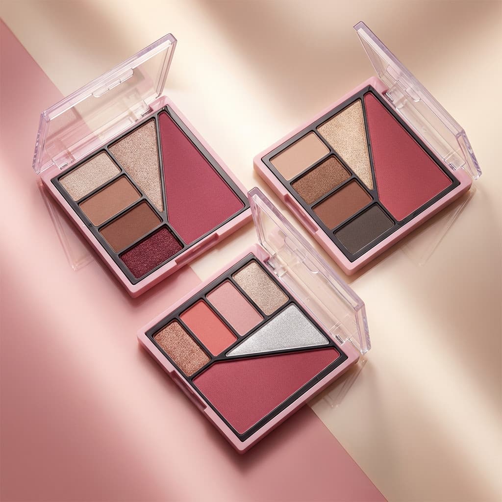 Kit 3 Paletas Sombras e Blush Hello Mini Profissional Segura e Estilosa Versatilidade para o Dia a Dia