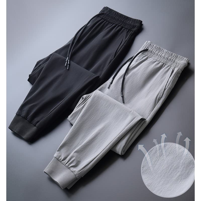 Calças cortadas masculinas pequenas verão calças cortadas finas de seda gelo Casual Sweatpants calças esportivas de seca