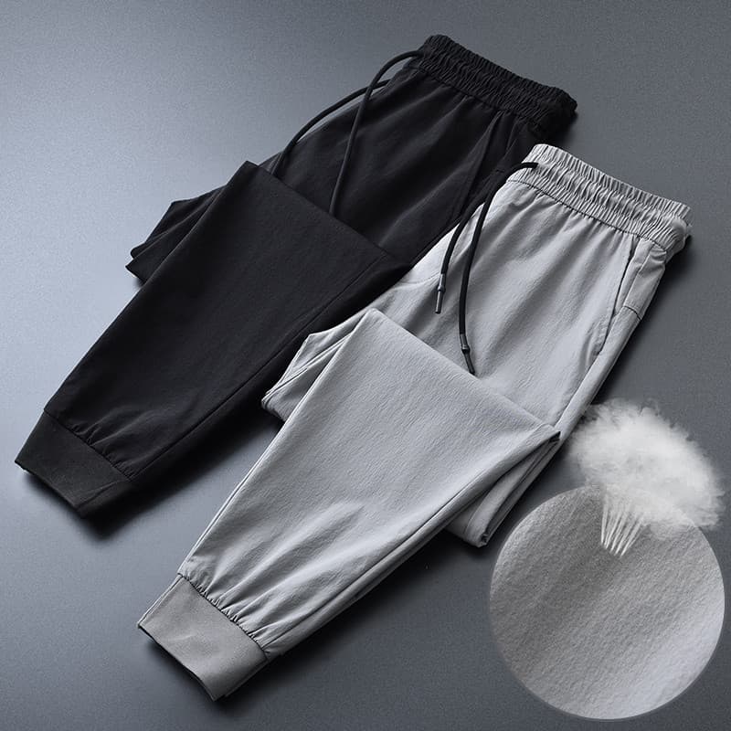 Calças casuais de seda gelo masculinas verão fino de secagem rápida calças esportivas soltas 8 pontos Leggings Sweatpant