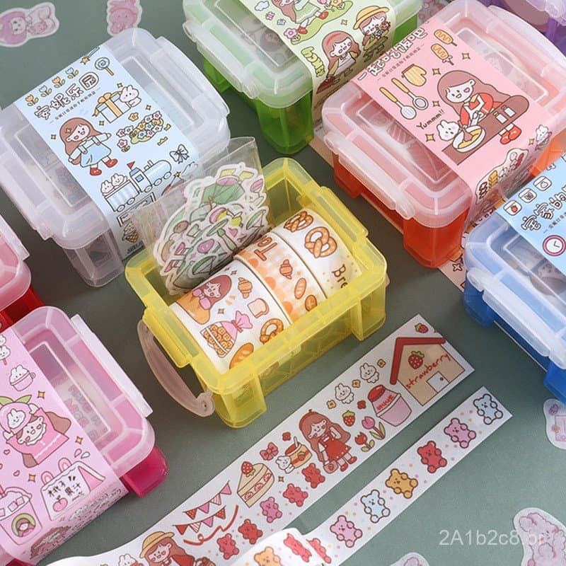 Conjunto de Caixa de Armazenamento de Mini Diário e Fita Adesiva Washi da Yuchang Cultural & Creative Annie's Daily para
