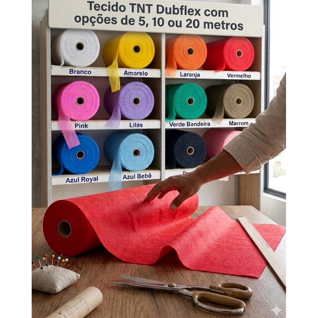Tecido TNT Dubflex com opções de 5, 10 ou 20 metros / 40g - 1,40m de Largura - Várias Cores!