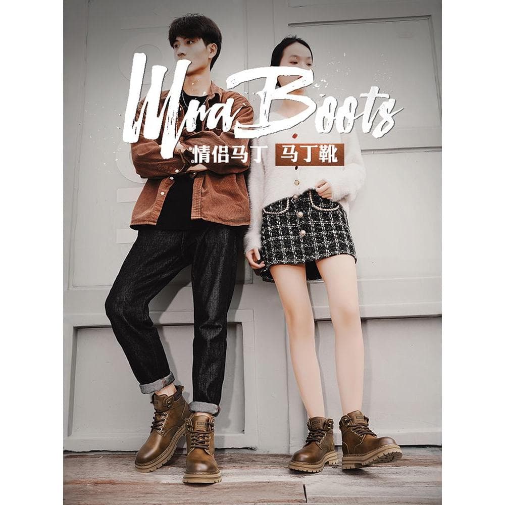 Sanzan botas masculinas 2026 novo estilo Martin botas masculinas de cano médio estilo britânico botas de couro genuíno d