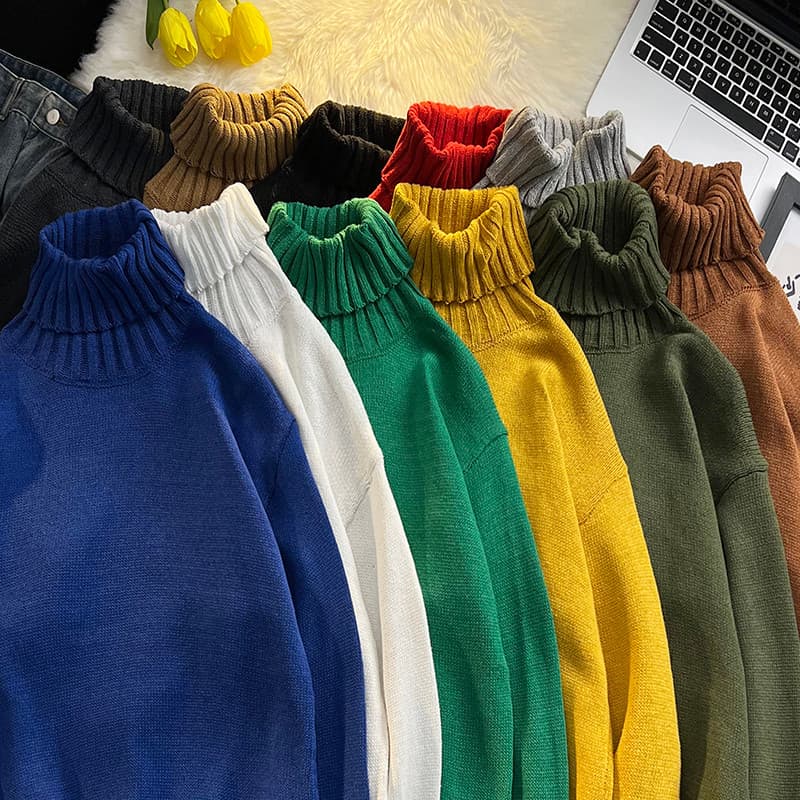 Camisola de gola alta masculina outono inverno versão coreana camisola de fundo solto na moda All-Match básico