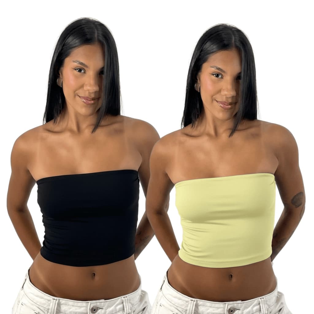KIT 2 Cropped Top Tube Feminino em Suplex Premium Básico Estiloso Versátil