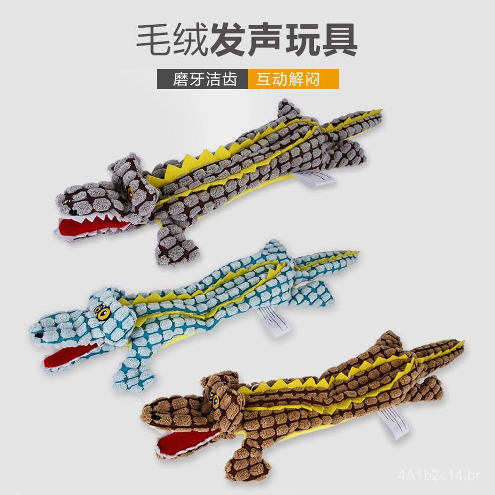 Produto Novo e Mais Vendido do Fabricante: Brinquedo de Pelúcia para Cães em Forma de Crocodilo com Som, para Mastigar,