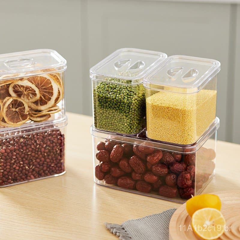 Caixa de armazenamento e organização para cozinha, ideal para armazenar cevada, grãos, feijão vermelho, arroz vermelho,