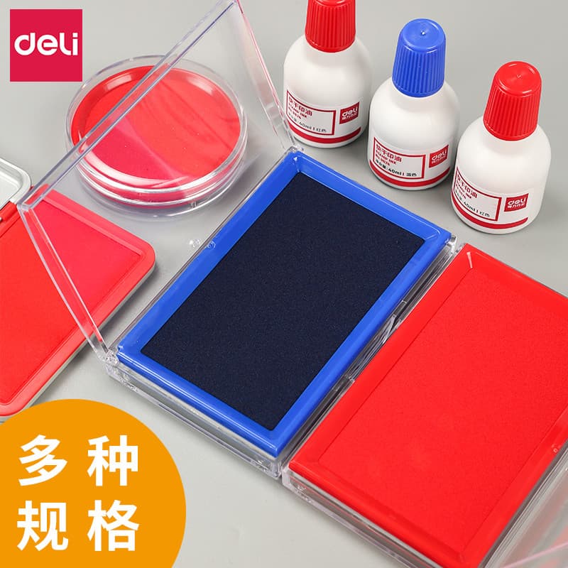 Deli Red Stamp Pad Almofada de carimbo vermelho grande redondo azul oleoso de secagem rápida almofada de carimbo indonés