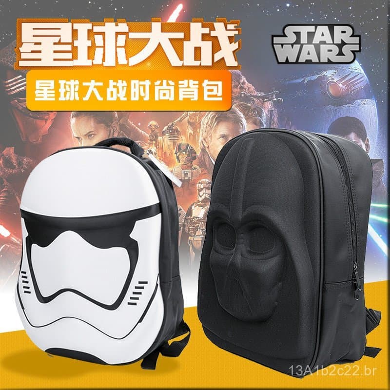 Mochila de Desenho Animado 3D Star Wars, Mochila de Guerreiro Preto e Soldado Branco, Mochila para Laptop, Mochila Escol
