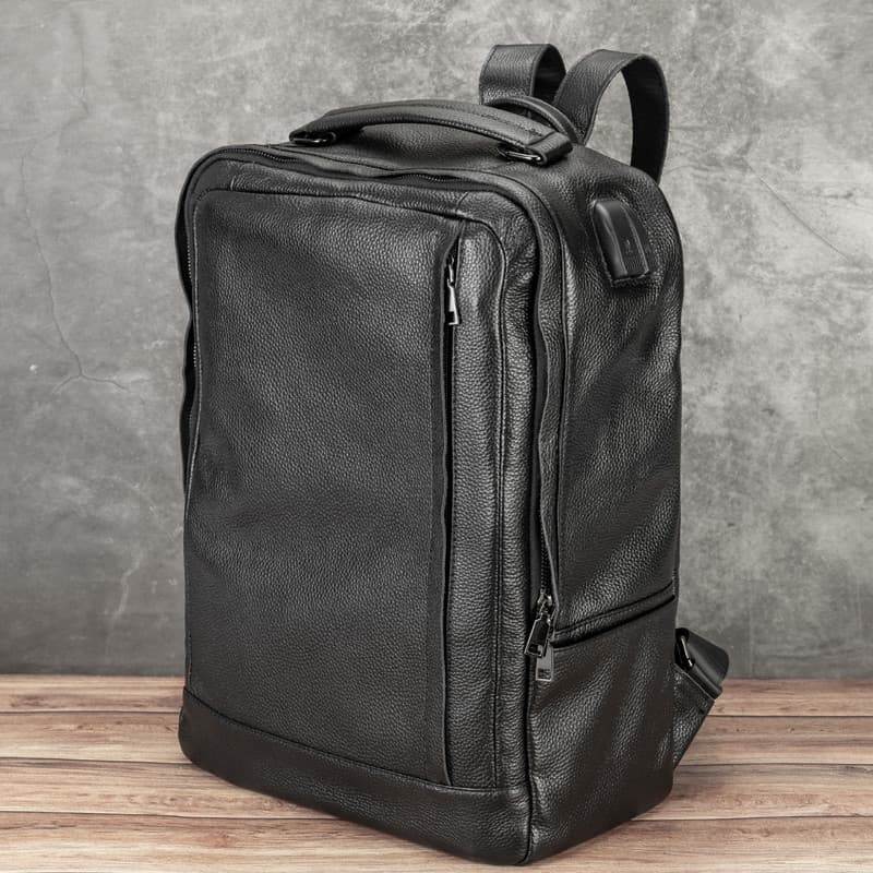 Novo estilo mochila de couro genuíno masculino Casual viagem saco de escola primeira camada de couro na moda simples moc