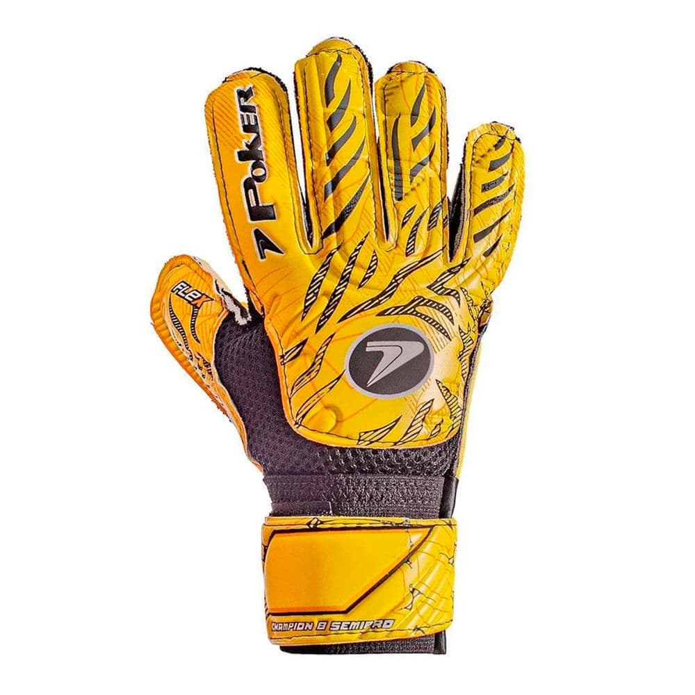 Luva de Goleiro Poker Champion 8 Semi Profissional Multiterreno Amarelo/preto
