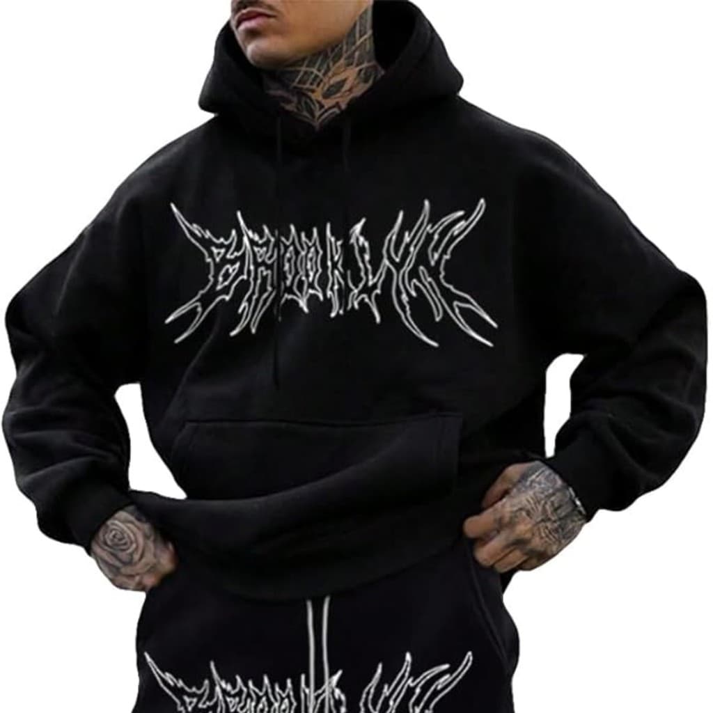Conjunto Moletom WDIRARA Men's Outfits Estampa Bolso Moletom e Calça Tracksuit