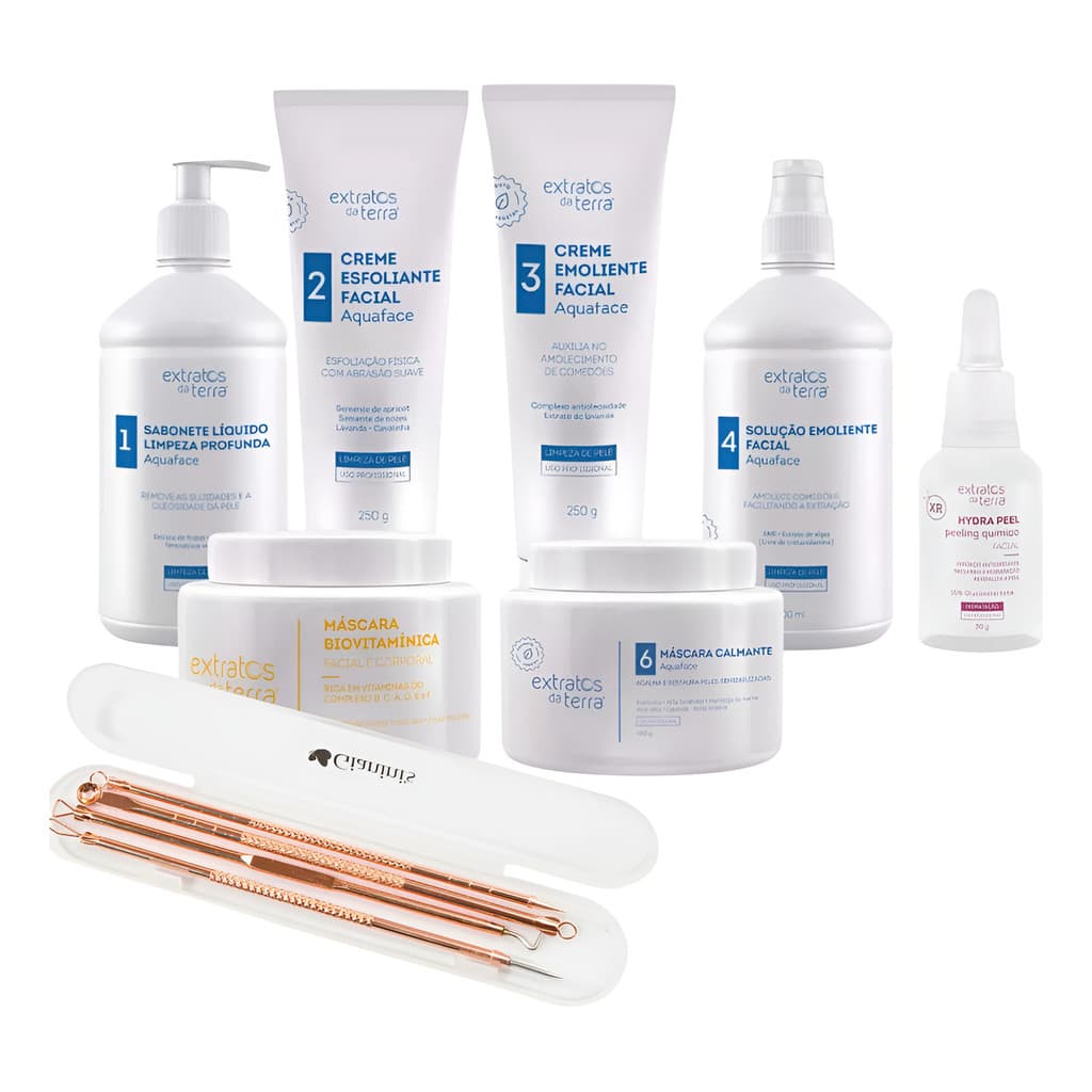 Kit Limpeza Pele Profissional Completo Aquaface Com Peeling