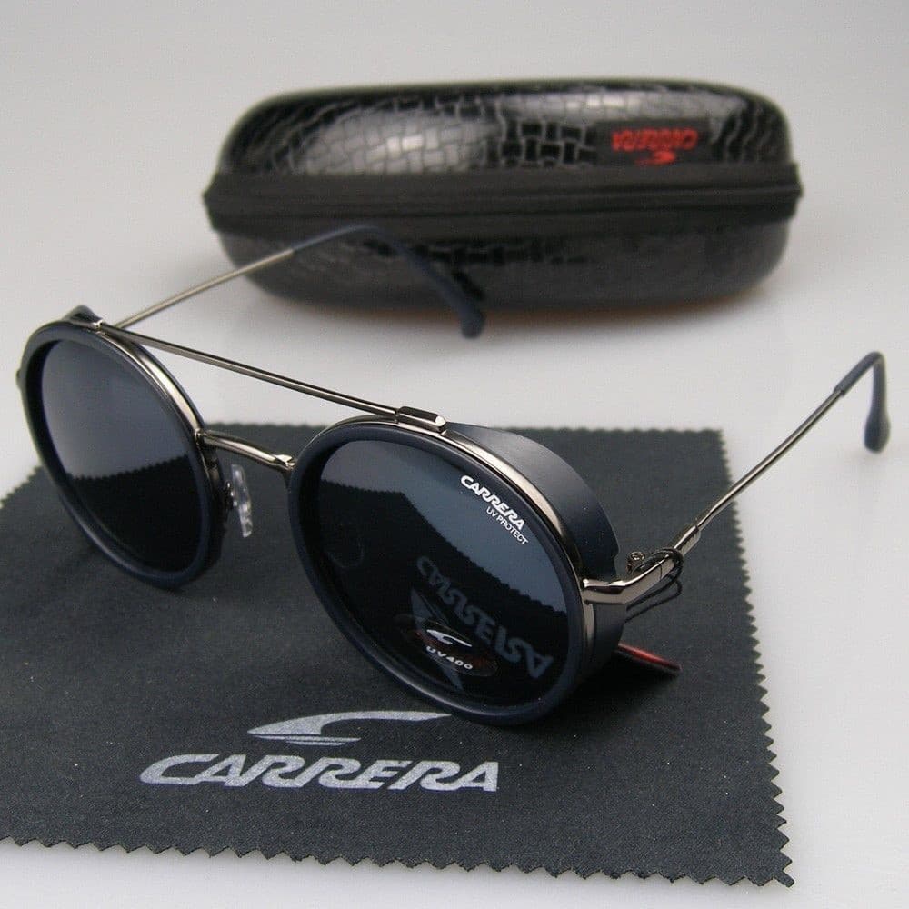 Óculos de sol redondos retro vintage masculino proteção uv400 sunglasses