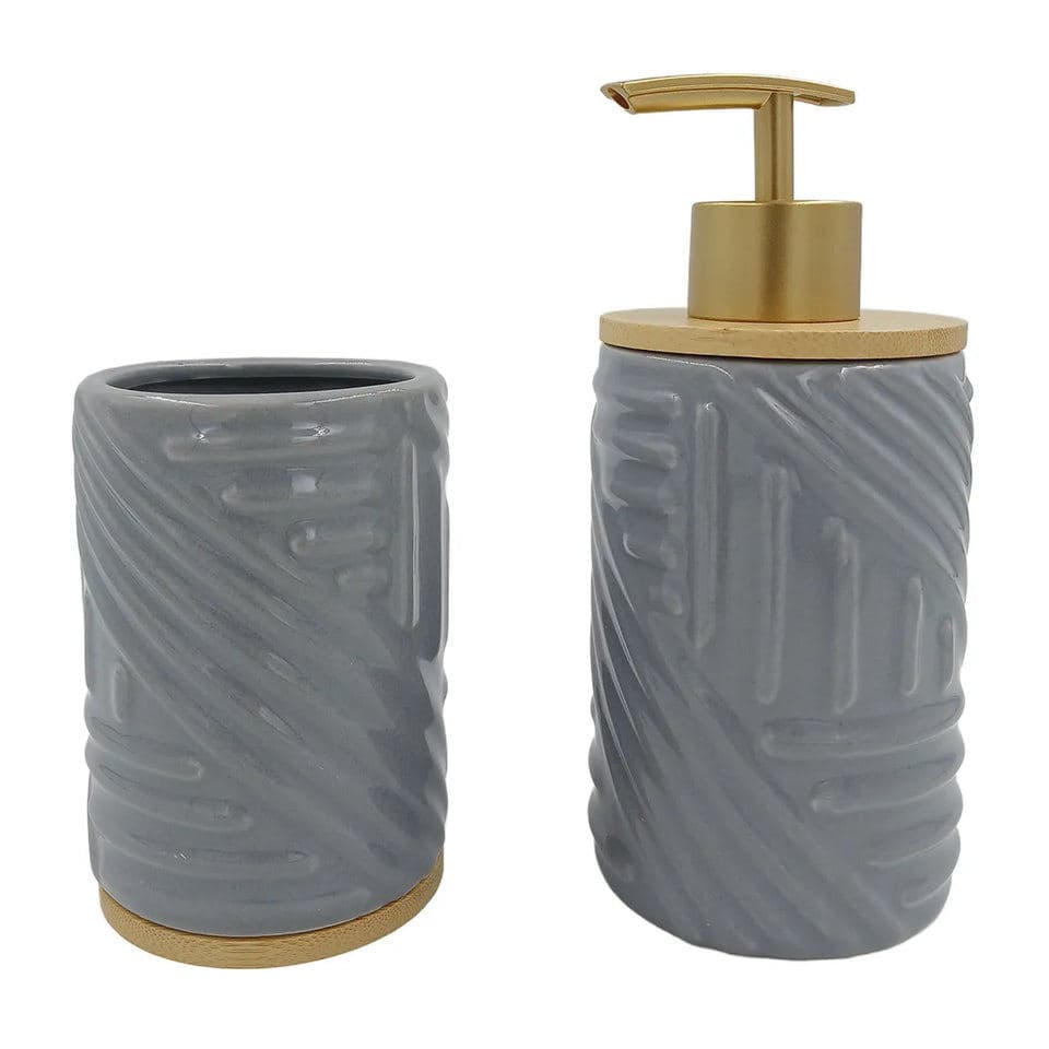 Jogo de Banheiro Duas Peças em Porcelana Amigold – Conjunto Decorativo Elegante e Funcional para Lavabo e Banheiro