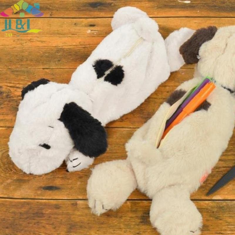 H & L Jun Bolsa de Papelaria Grande Capacidade da Série Snoopy Charlie de Pelúcia Fofa Animal de Desenho Animado CDEG