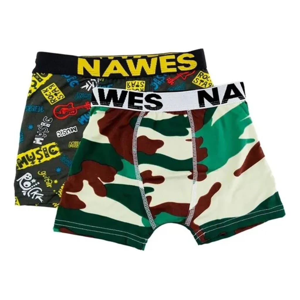 Kit 2 Cuecas Boxer Microfibra Infantil Nawes N26 Casapaula