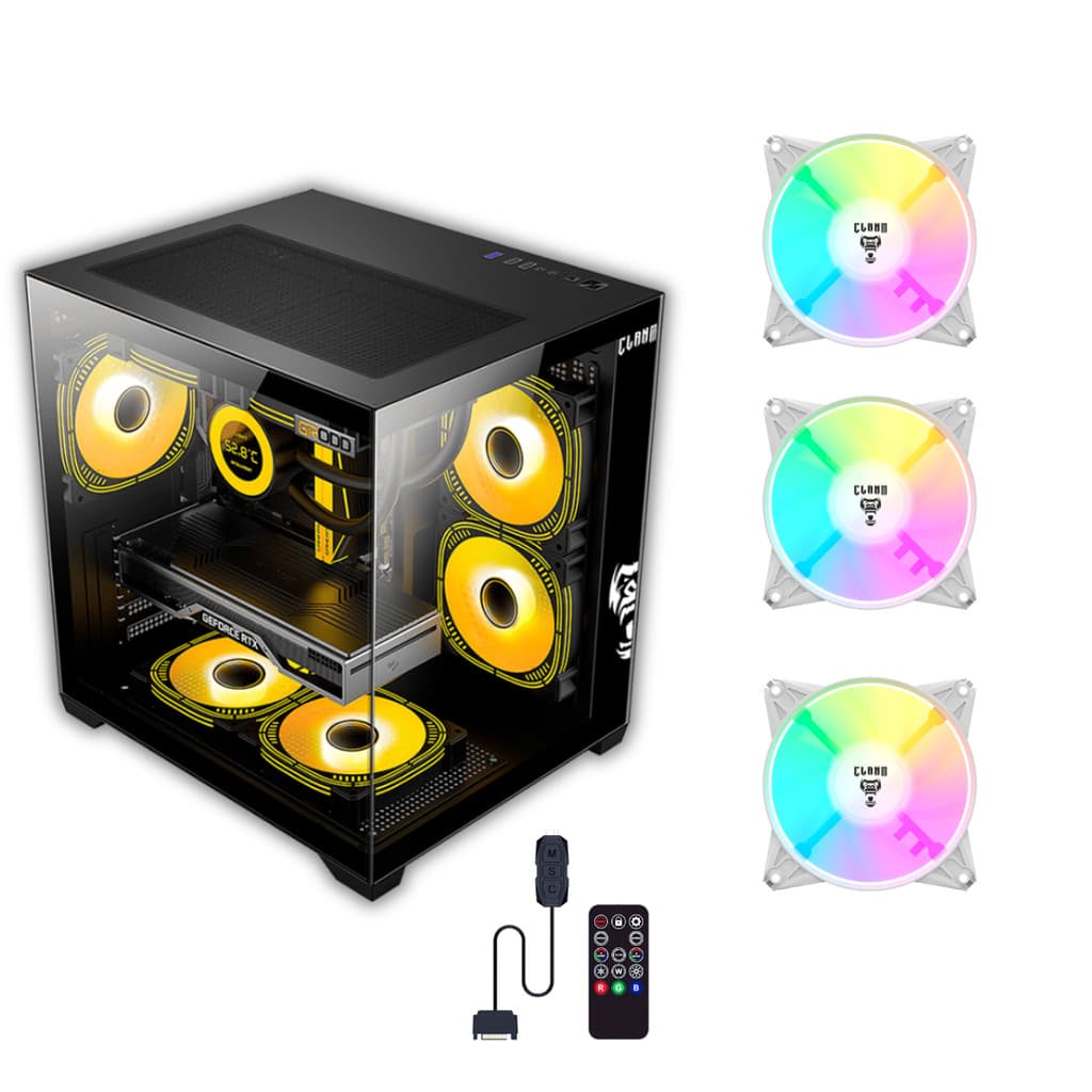 Gabinete Gamer Rodan 3 Fans ARGB Brancas Controladora Clanm