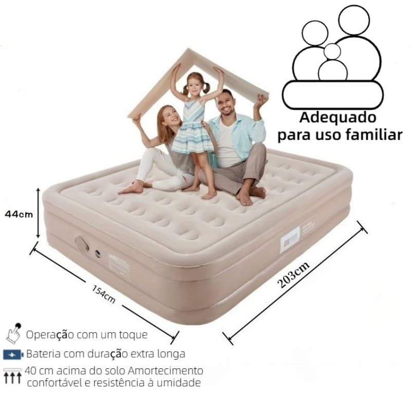 Cama de acampamento com colchão de ar duplo com bomba de ar de bateria de lítio embutida 203 * 154 * 44 cm