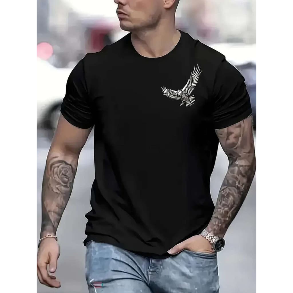Camiseta Masculina Estampa Águia America 100% Algodão Estilo