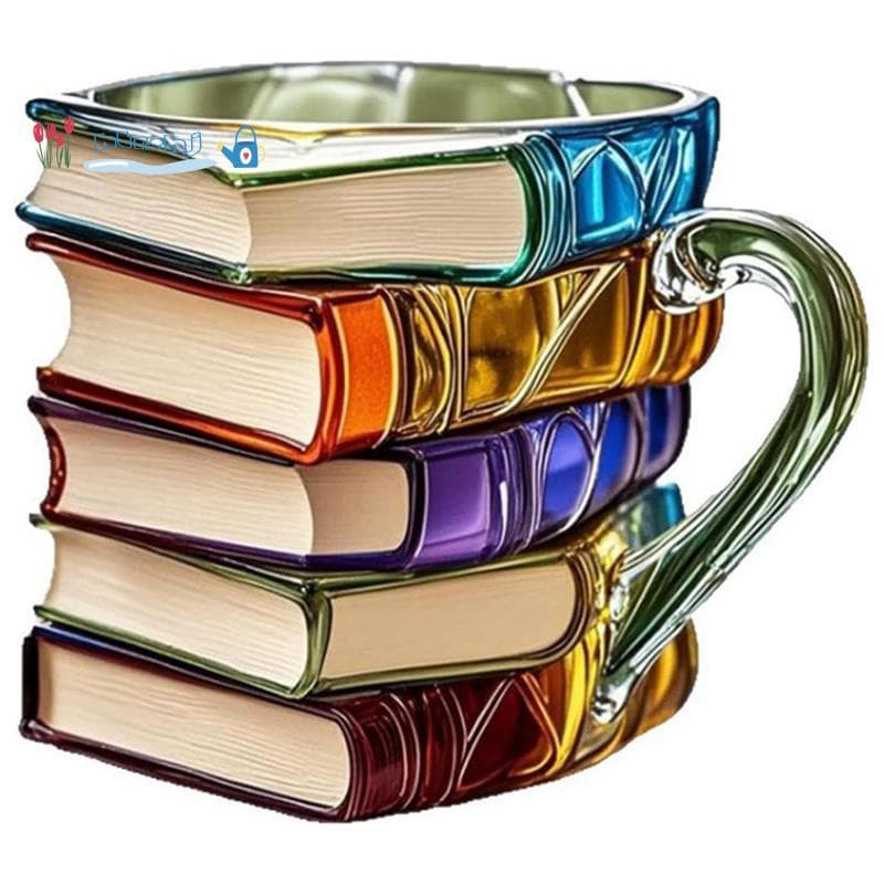 Caneca De Café Com Design De Livro Pintado Em 3D , Copos Engraçados , Copo Estilo Biblioteca , Estante De Decoração De M