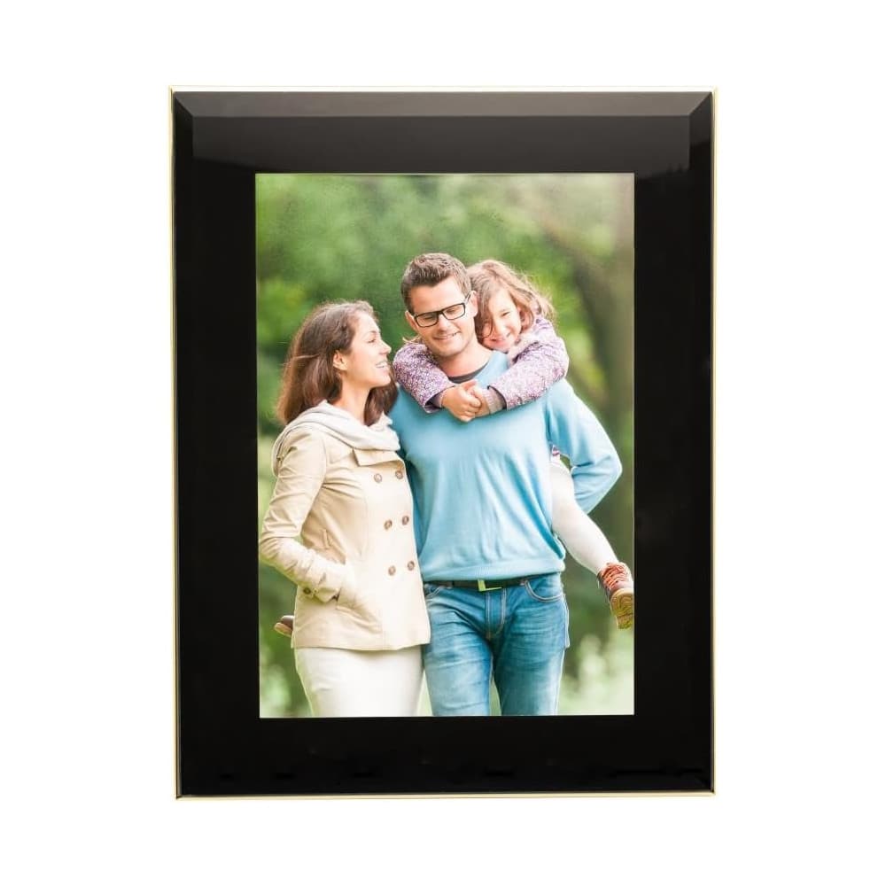 PORTA RETRATO DE ACO INOX COM VIDRO / 10X15CM / PRETO