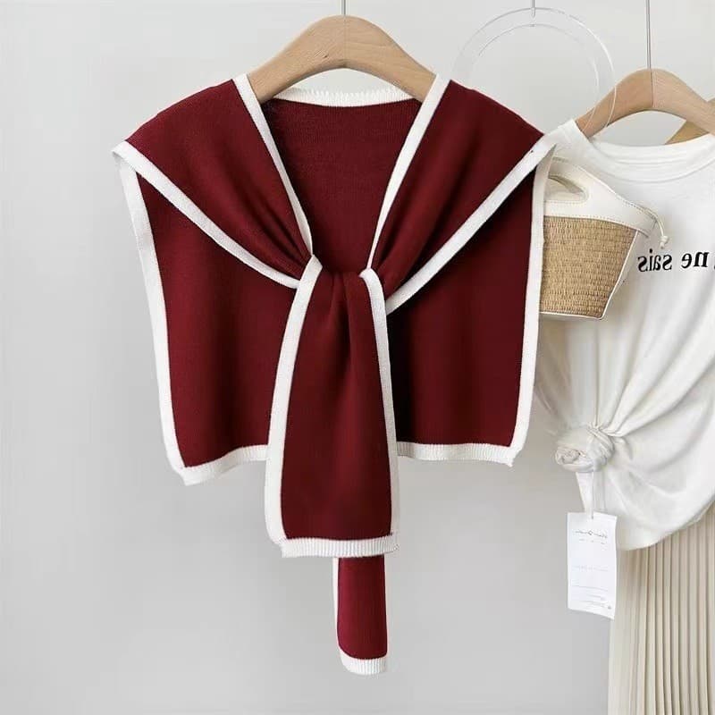 K xale de malha feminino cruz moda manto pequeno cachecol de lã exterior gola falsa All-Match cachecol Net japonês corea