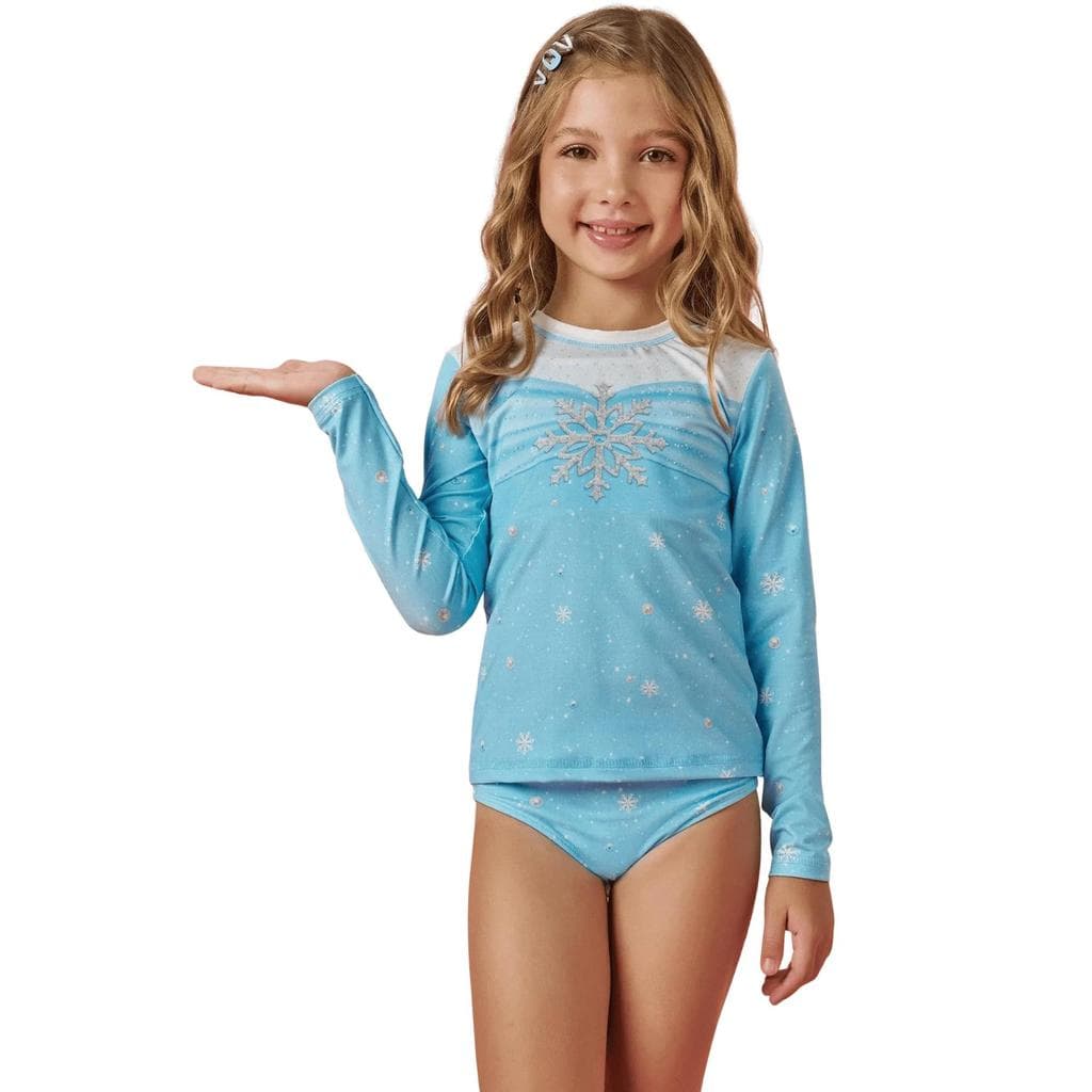 Conjunto Moda Praia Infantil Princesa UV50+ Proteção Solar