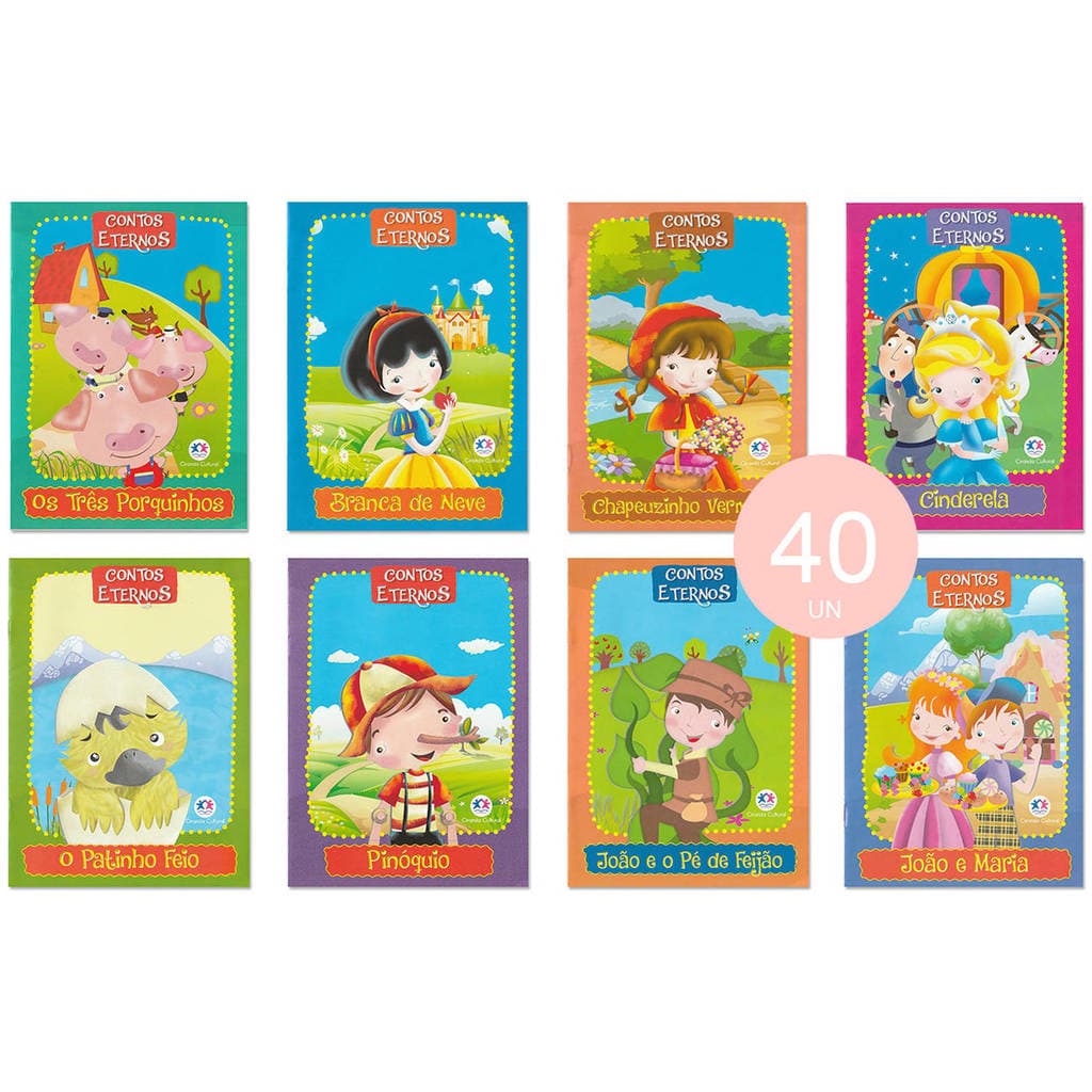 Kit 40 Livrinhos Contos Eternos Lembrancinha Sacolinha de Aniversário Festa Escola Ciranda Cultural