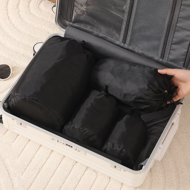 Saco de armazenamento de jaqueta para baixo saco de compressão cordão viagem ao ar livre portátil bagagem roupas saco de