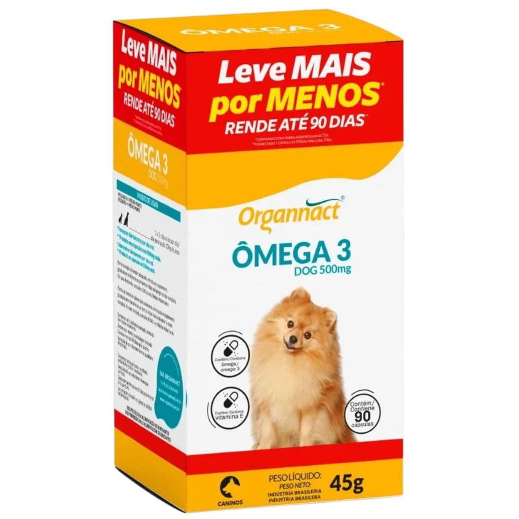 Ômega 3 Dog 500mg Organnact Suplemento VitamÍnico Para Caes