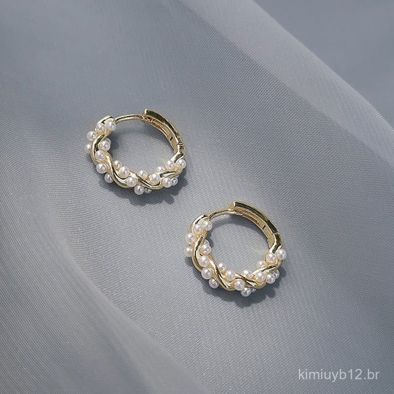 Novos Brincos de Argola com Pérolas 2022, Design Único, Brincos de Prata Pura de Alta Qualidade para Mulheres, Brincos d