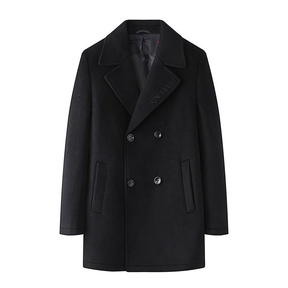 Casaco de lã dupla face de lã roupas masculinas corte marca blusão masculino inverno duplo Breasted lã grosso casaco de