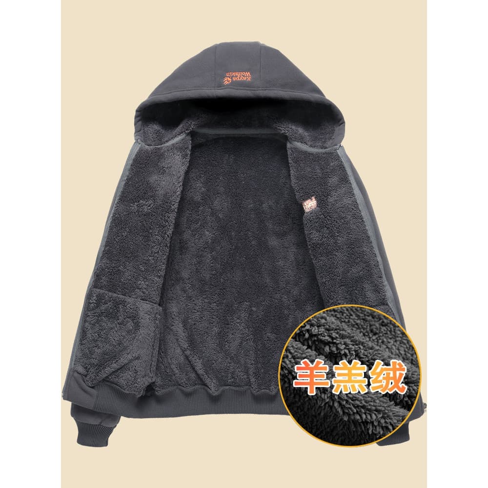 Forro de lã engrossado moletom masculino cordeiro velo inverno velo Cardigan meia-idade idosos topo solto jaqueta tamanh