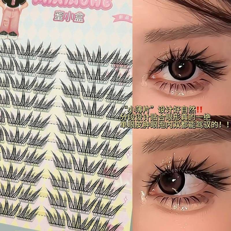Mel pequena caixa verão azul lágrimas cílios postiços luz Natural único Cluster pequeno floco Curling oxigênio fresco cí