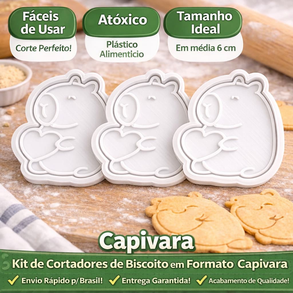 Cortador e Marcador para Biscoito - CAPIVARA - Design Versátil, Alta Qualidade, Fácil de Usar