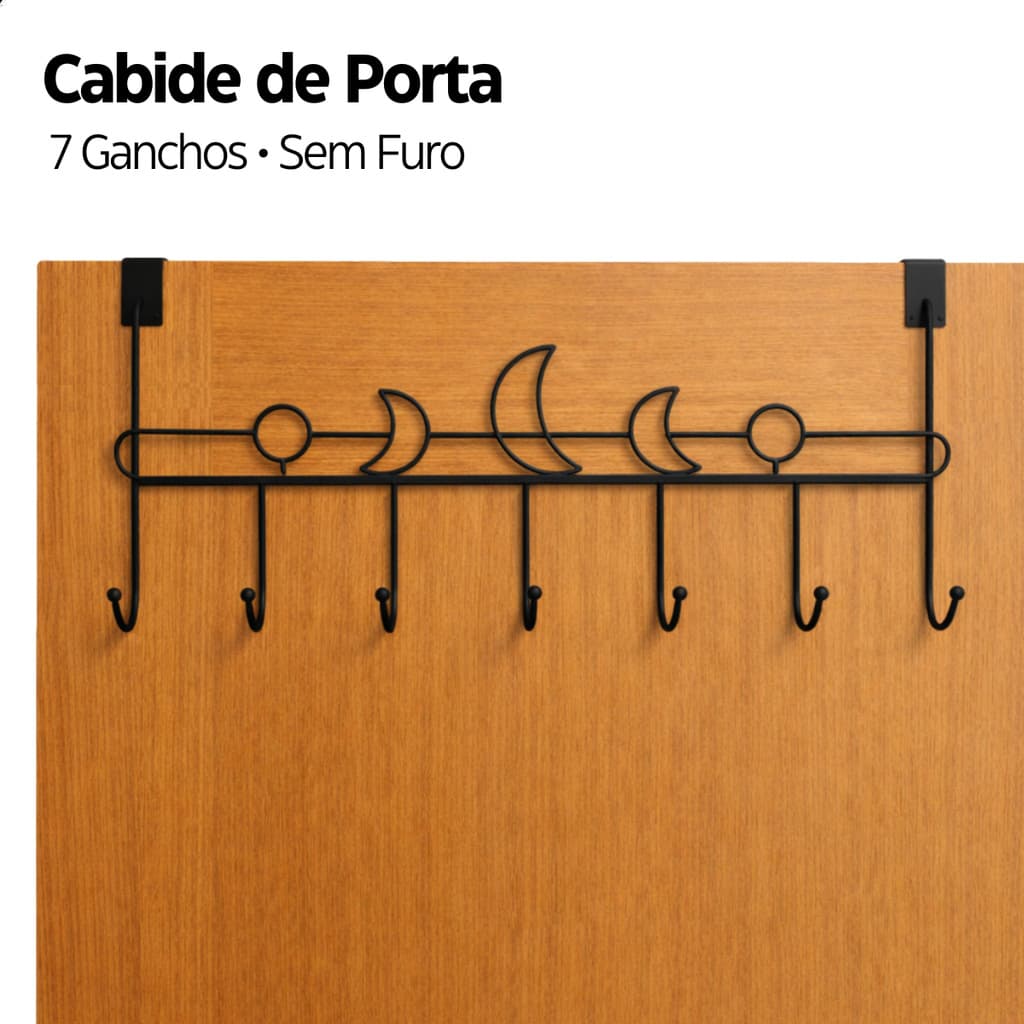 Cabideiro Para Porta 7 Ganchos Sem Furo Organizador Roupas