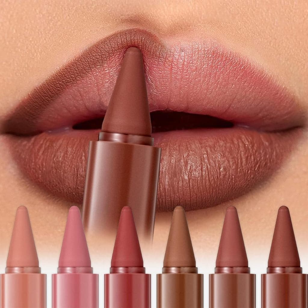 Conjunto Combinado De Delineador Labial E Batom Gradiente 2 Em 1 , 6 Peças , À Prova D'água , Acabamento Fosco De Longa