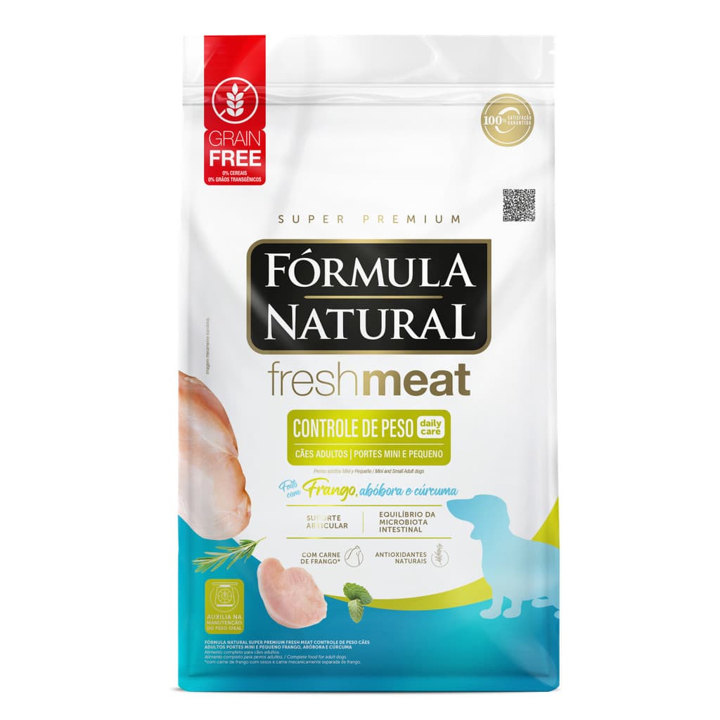 Ração Fórmula Natural Fresh Meat Controle de Peso Cães Adultos Mini e Pequena 10,1kg