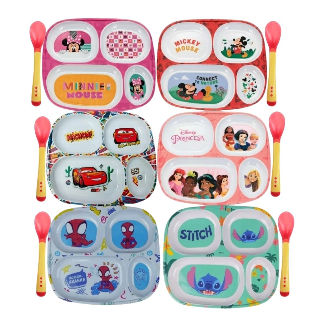Kit Prato Infantil Dividido 24,7cm + Colher Silicone