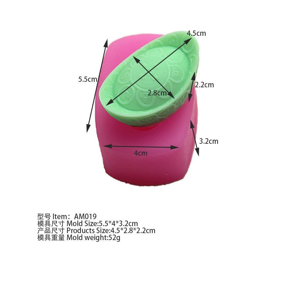 AM019 Molde de Silicone Yuanbao para Sabonete DIY