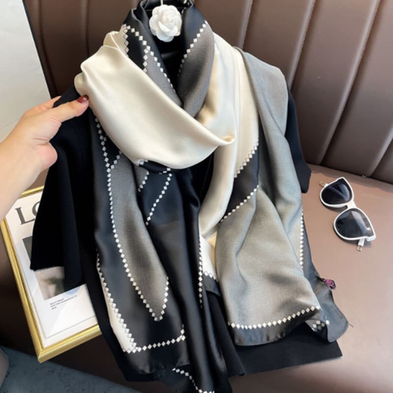 T elegante carta pára-sol lenço de seda feminino All-Match primavera outono fino longo cachecol verão novo estilo cetim