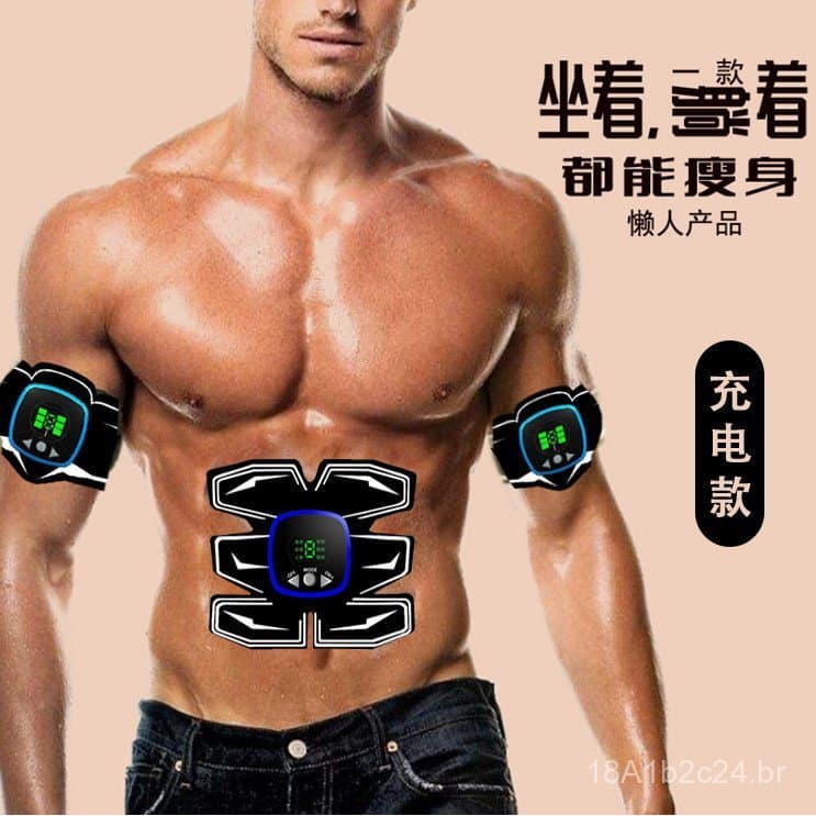 Novo dispositivo de fitness abdominal recarregável com display, adesivo abdominal inteligente para homens e mulheres, id